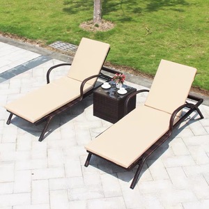 Cổ điển ngoài trời wicker mây phòng chờ đồ nội thất cho khách sạn sân biệt thự ghế dài bên hồ bơi - Product Image 1