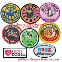 Parches bordados 2D cosidos ligeros de tela de lona tejida con logotipo personalizado de Anime de diseño gratuito al por mayor