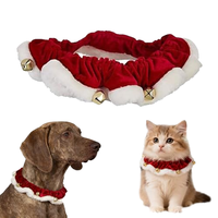 Collier de Noël en peluche élastique pour chat et chien avec clochettes silencieuses, design chaud, accessoire de vacances d'hiver (Grand rouge)