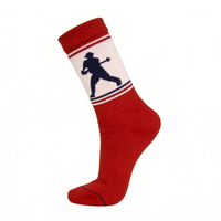 Chaussettes de baseball en coton tricoté rouge avec motifs tissés, absorbantes et anti-humidité, couleurs personnalisables pour enfants et jeunes