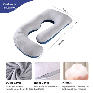 Bantal Kehamilan Oeko-Tex Bentuk J yang Dapat Disesuaikan, Terbuat dari Katun PP, Meredakan Nyeri Punggung & Pinggul Saat Kehamilan, untuk Tidur yang Nyaman - Product Image 2