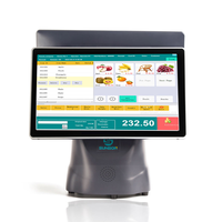 Système de point de vente SUNSON SP01 avec deux écrans de 15,6 pouces, écran tactile capacitif 10 points, Windows 10 intégré, imprimante 80 mm intégrée