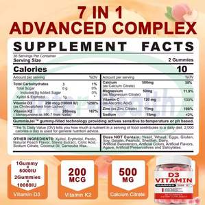 Gomitas con Vitamina D3 y K2 de ASAP OEM, Suplemento para la Salud Ósea, Citrato de Calcio 500 mg, Magnesio + Vitamina C, Zinc - Product Image 4