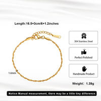Bracelet chaîne torsadée texturée STCB14 en acier inoxydable plaqué or 18 carats, bijou délicat et minimaliste pour le quotidien