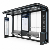 Abri de bus intelligent moderne personnalisable avec logiciel Cloud, écran publicitaire à LED et affichage des prévisions météo
