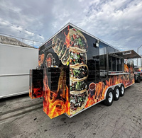 Cuisine mobile de restauration commerciale, remorque alimentaire à trois essieux, remorque à barre de remorquage pour la restauration rapide, en-cas, avec autocollant personnalisé