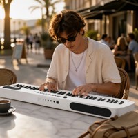 Piano Digital Plegable de 88 Teclas, Teclado Semipesado Portátil con Altavoces Integrados, USB MIDI para Práctica en Casa, Viajes y Actuaciones