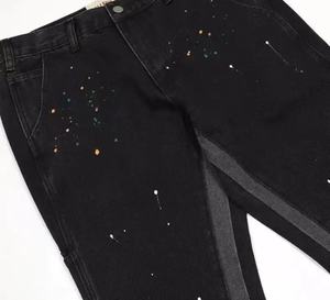 Pantaloni <span class=keywords><strong>Jeans</strong></span> da <span class=keywords><strong>Uomo</strong></span> Neri in Denim Tinti Comodi Regolari a Zampa Larghi Viola Pantalon Para Hombre - Product Image 4