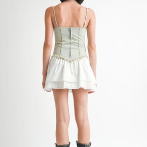 Women Spring Summer Washed Sleeveless Button <b>Down</b> Denim Dress Casual Fit A-Line Mini Dress With Pockets - Product Image 2