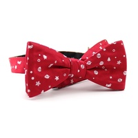 Chinesische Fliege aus Polyester, individuell gewebt, verstellbar, vorgebunden, Weihnachtsstern, rot-weiß, Weihnachtsbaum, Herren-Fliege
