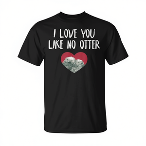 Camiseta Love You Like No Otter con diseño de nutria en forma de corazón, color negro, unisex, talla para adultos - Product Image 2