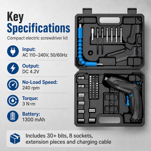 Juego de Destornilladores Inalámbricos Mini de 4.2V, <span class=keywords><strong>Destornillador</strong></span> Eléctrico Recargable de 3Nm, Kit de Herramientas Eléctricas para el Hogar de 47 Piezas con Caja de Puntas - Product Image 4