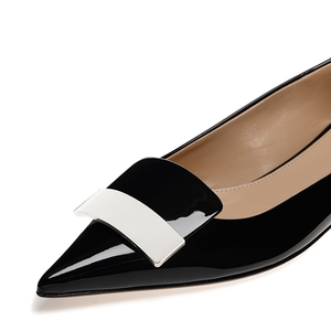 Patent Leather <b>Point</b> <b>Toe</b> Big Buckle Comfortable Women's <b>Flat</b> Shoe Sexy Style Ladies <b>Flat</b> Shoe Ready to Ship - Product Image 3
