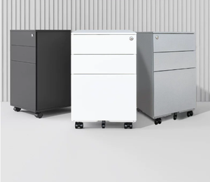 Armoire de rangement métallique modulaire réglable en acier avec 3 tiroirs et serrure, design minimaliste pour bureau, chambre, hôtel, maison, école - Product Image 6