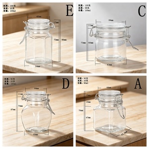 10 Mini Potes de Vidro Retangulares com Fecho Hermético 100ML, 48 Etiquetas Grossas e Duráveis para Ervas, Especiarias, Geleias, Conservas, Casamentos e Festas - Product Image 2