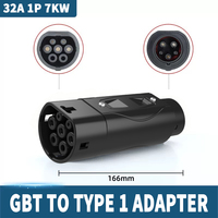 Adaptor Wufen GB/T ke Tipe 1 & Tipe 2 32A 7KW 250V AC Konektor Pengisian Daya untuk Kendaraan Listrik