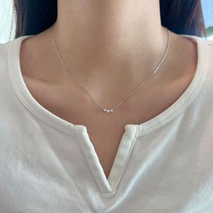 Dylam Stylish Tarnish Free Fade Free 925 Sterling Silver Link Chain <b>D</b> VVS1 Moissanite Three Stones Pendant <b>Necklaces</b> for Women - Product Image 3