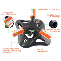 Arroseur de pelouse de jardin Portable à 3 bras de haute qualité 3/4 ''arroseur de jardin modèles en plastique à 360 degrés Jets d'eau personnalisés