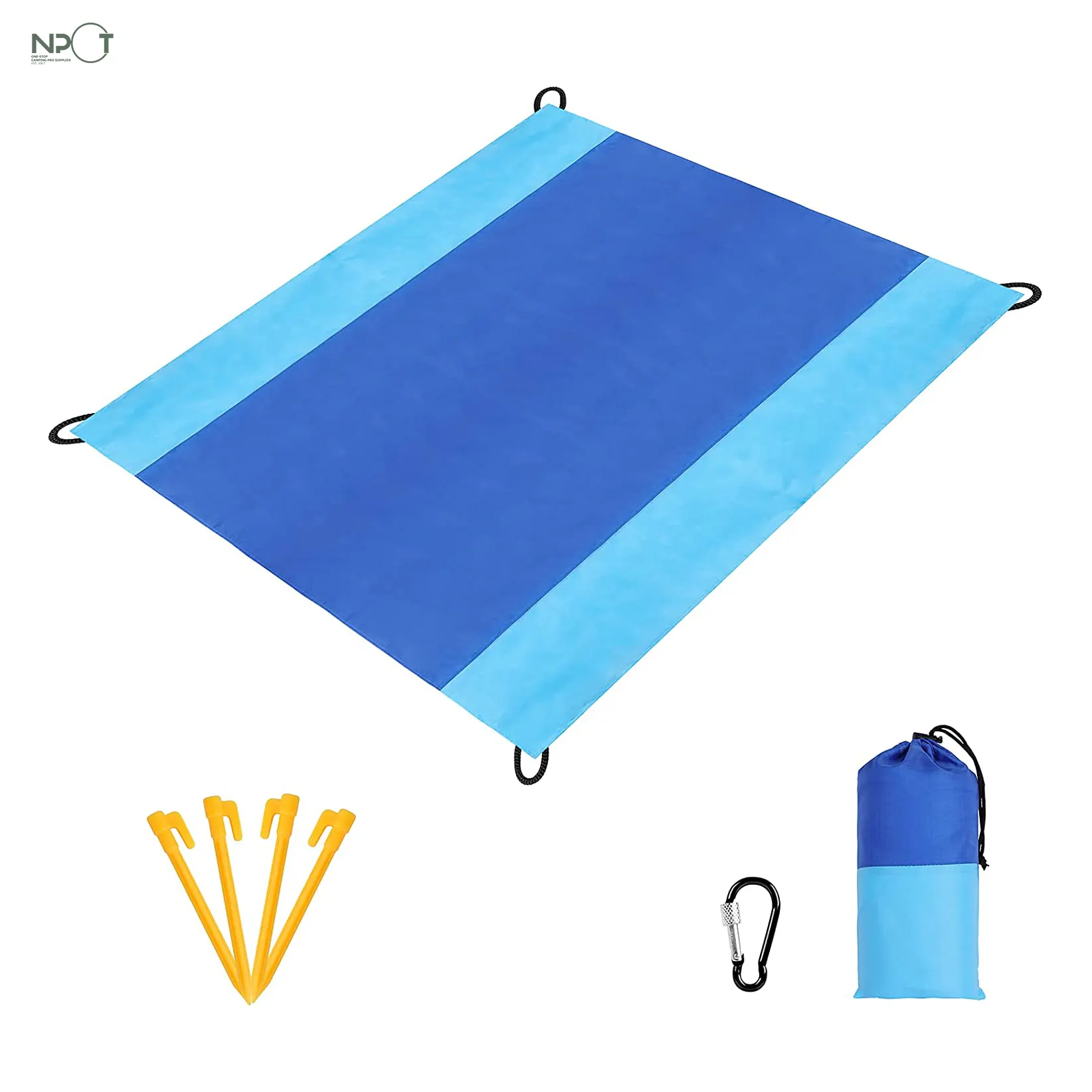 Produk terbaru selimut pantai tahan pasir dengan 6 pasak, alas piknik tahan air ukuran besar portabel untuk perjalanan