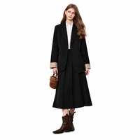 Ensemble de costume professionnel pour femmes, blazer à simple boutonnage et jupe midi plissée, ensemble 2 pièces