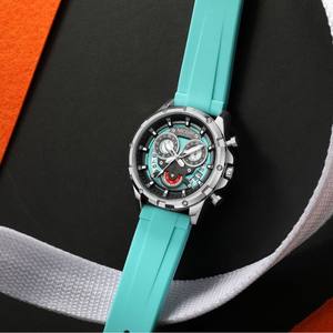 MEGIR 2248 montre à Quartz de luxe pour hommes boîtier en alliage cadran en verre bracelet en Silicone étanche chronographe sport décontracté lumineux - Product Image 3