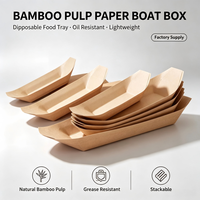 Boîte à lunch jetable en papier kraft en forme de bateau, biodégradable, compatible micro-ondes, boîte à emporter, boîte à fruits, boîte bento