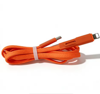 Kabel Data Transfer Cepat 2 in 1 Premium Terbaru 1m, Kabel Tipe C USB-C Terjalin, Handal untuk Ponsel
