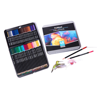 FLOWood – Coffret de 48 crayons de couleur professionnels à base d'huile, personnalisable, en boîte métallique, pour enfants, artistes, dessin et peinture