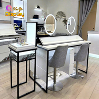 Bureau de Maquillage en Acier Inoxydable avec Éclairage LED, Design Écologique et Recyclable, Dimensions Personnalisables, Conception Pratique, Espace de Travail Spacieux