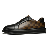 Chaussures de skate pour hommes baskets chaussures de skate mode Plaid rayures cuir bas à lacets appartements rétro fait à la main respirant