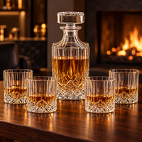 Ensemble de carafe à whisky en cristal avec 4 verres, bouteille à liqueur en cristal, pour cadeau homme et bar à domicile, gravure laser possible, expédié depuis l'entrepôt américain