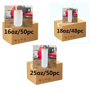 Sublimación PP Lata de vidrio Tapa de bambú Paja 16oz 18oz 25oz Espacios en blanco Almacén de EE. UU. Oso esmerilado Gafas de sublimación de estilo americano - Product Image 3