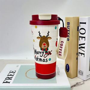 Tumbler Water Bottle for Car Use - Large Capacity With Built-In Straw 316 Stainless Steel Christmas Cups and Mugs - Product Image 2