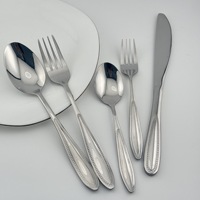 Ensemble de couverts classiques en acier inoxydable 410 avec manche perlé, finition miroir, couteau, fourchette, cuillère, pour l'hôtellerie et la restauration