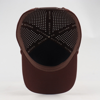 Casquette de baseball personnalisée à 5 panneaux avec logo en PVC caoutchouté, casquette de golf imperméable perforée au laser, chapeau de golf en polyester avec cordon