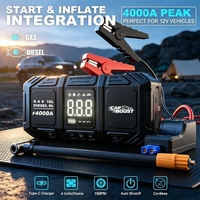 Démarreur de voiture et camion 12V 4000A avec double pompe à air et batterie externe