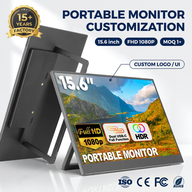 15.6 Inch Portable Monitor IPS FHD 1080P Gaming Display for Ps5 Eye Care Dual Speaker VESA Mountable Type-C LED Backlit 178
