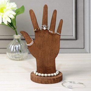 Soporte de exhibición de joyas de madera moderno de gran venta, juego de 6 piezas para anillos y pulseras, estante portátil para exhibición de dedos - Product Image 6