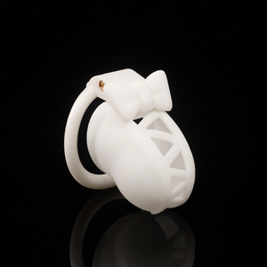 กรงสำหรับผู้ชายท่อปัสสาวะมีรูพรุนสีขาวและชมพูแหวนติดโบว์อวัยวะเพศชายล็อคองคชาตเกย์แหวนสี่ขนาดผลิตภัณฑ์ที่เร้าอารมณ์สำหรับผู้ใหญ่ - Product Image 2