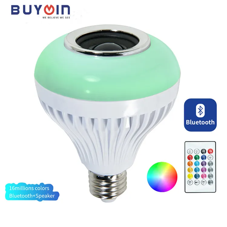 Ampoule LED intelligente sans fil, modèle E27, 3, 5, 12W, wi-fi, lampe RGB, couleur changeante, musique, haut-parleur, avec télécommande IR, lumières led