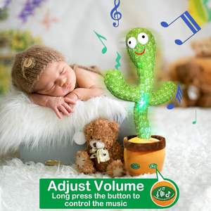 Cactus Danseur Électronique Moderne en Tissu avec Lumières LED, Parle et Chante 120 Chansons, Enregistrement Vocal 15s, Écologique - Idéal <span class=keywords><strong>pour</strong></span> Fêtes de Noël et <span class=keywords><strong>Bébés</strong></span> - Product Image 4