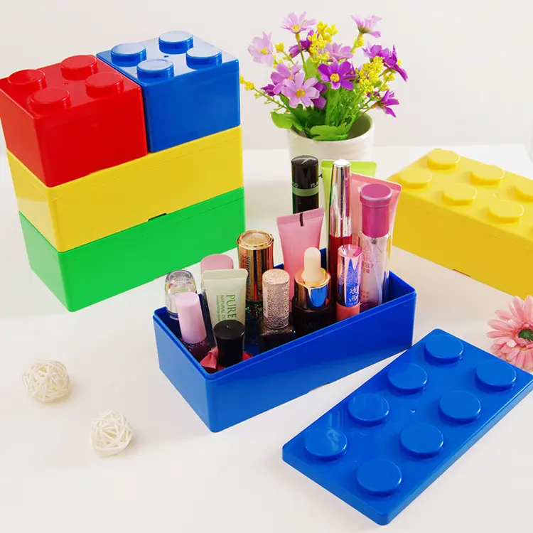 Caixa de armazenamento em forma de bloco, caixa de armazenamento criativo para casa, caixa de plástico para brinquedos de crianças