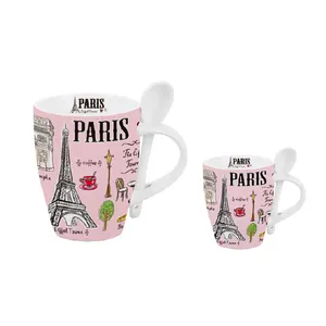 Mini novelty ceramic mug with Parisian retro Paris Mug for tea coffee or hot chocolate