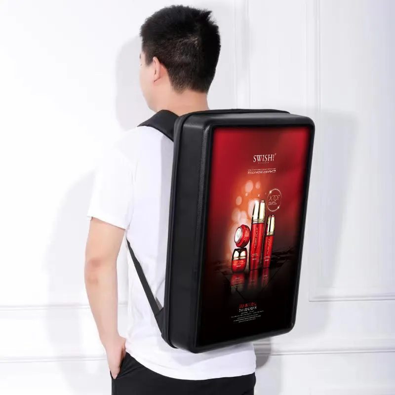 Outdoor 21.5 Inch Lcd Rugzak Water-Proof Walking Billboard Android Reclame Billboard Wifi Batterij Power