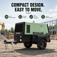 Compresseur d'air rotatif portable Sullair 185 CFM, alimenté par un moteur diesel, pour la construction et les mines, Compresseur Sullair