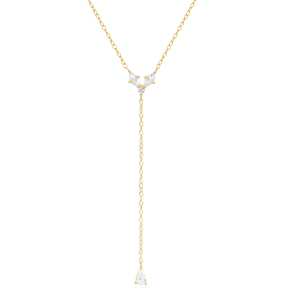 CANNER 925 <b>Sterling</b> <b>Silver</b> Inlaid Zircon Long <b>Chain</b> Y Shaped Trendy <b>Women</b> Collarbone Necklace - Product Image 1