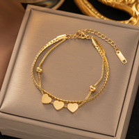 Bracelets Chaîne Serpent en Titane Plaqué Or Étanche Non Décolorant avec Diamants et Perles, Bangles Élégants pour Femmes Tendance