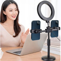 Support Trépied Intelligent pour Téléphone Portable de Bureau, Kit de Lumière Annulaire LED pour Diffusion en Direct, Lumière d'Appoint pour Photographie et Beauté, en Plastique