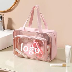Sac de voyage étanche en PVC transparent à bandoulière unique avec séparation sec-humide pour cosmétiques, idéal pour la natation et le bain - Product Image 3