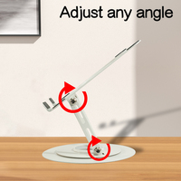 Support pour ordinateur portable en métal pliable rotatif à 360 degrés avec hauteur réglable, rehausseur pivotant stable et rotatif pour ordinateurs portables de moins de 17 pouces